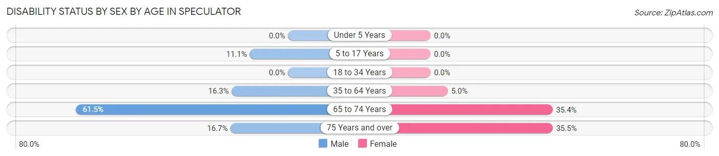 Disability Status by Sex by Age in Speculator
