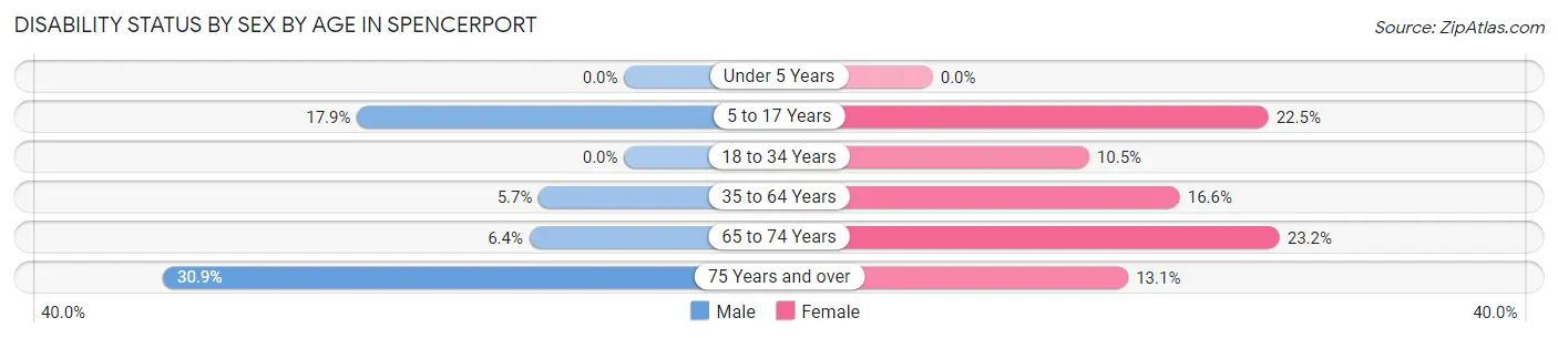 Disability Status by Sex by Age in Spencerport