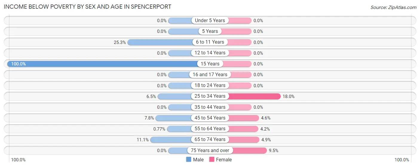 Income Below Poverty by Sex and Age in Spencerport