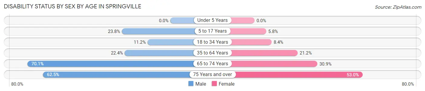 Disability Status by Sex by Age in Springville