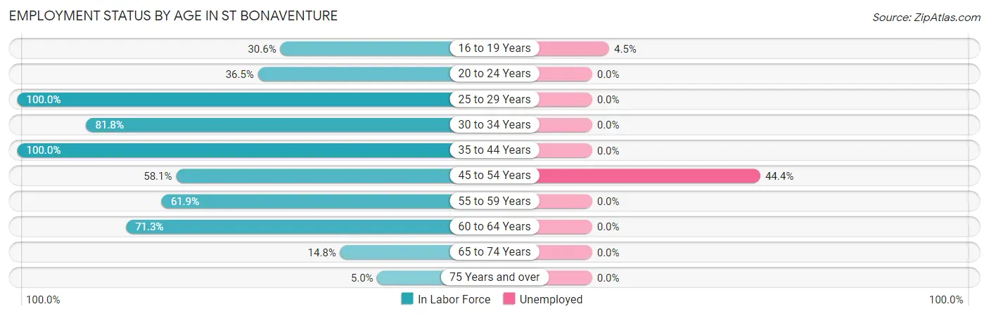 Employment Status by Age in St Bonaventure