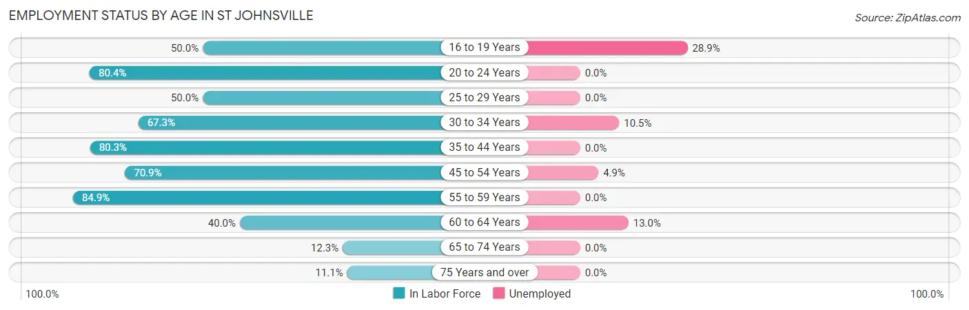 Employment Status by Age in St Johnsville