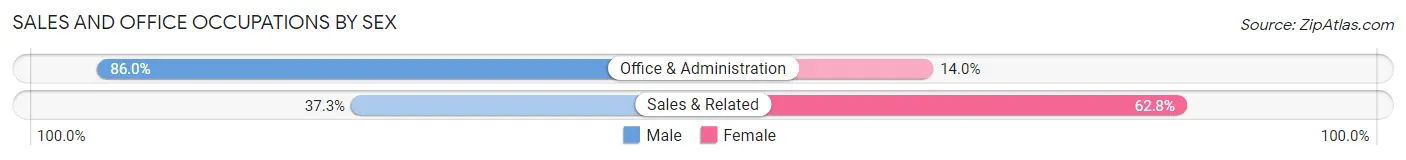 Sales and Office Occupations by Sex in St Johnsville