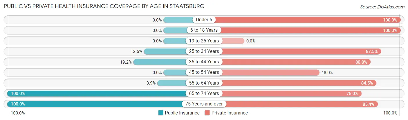 Public vs Private Health Insurance Coverage by Age in Staatsburg