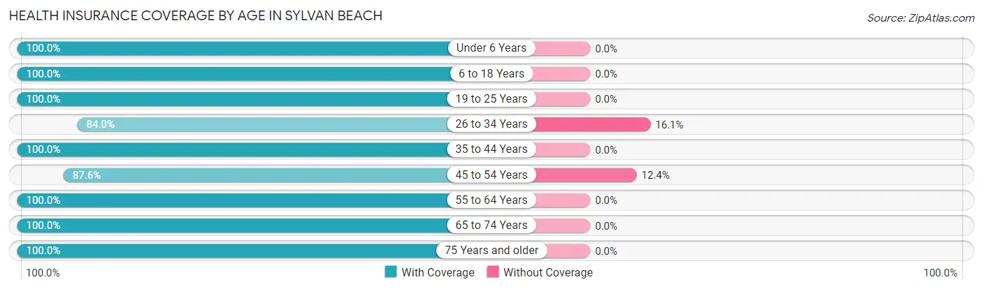 Health Insurance Coverage by Age in Sylvan Beach