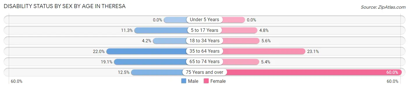 Disability Status by Sex by Age in Theresa