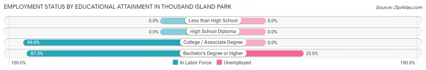 Employment Status by Educational Attainment in Thousand Island Park