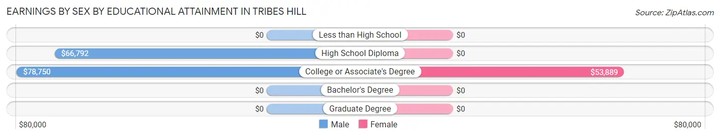 Earnings by Sex by Educational Attainment in Tribes Hill