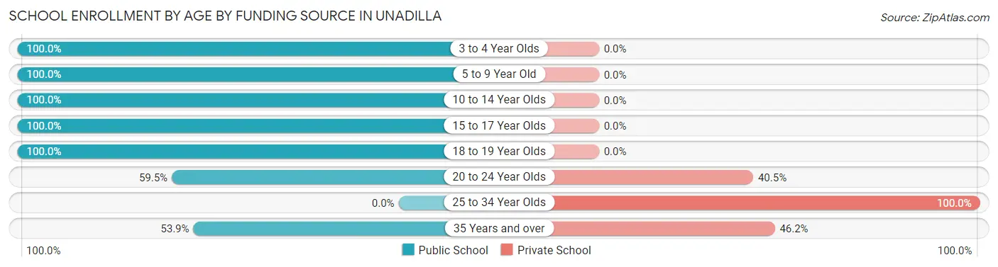 School Enrollment by Age by Funding Source in Unadilla