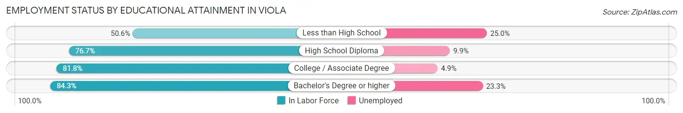 Employment Status by Educational Attainment in Viola