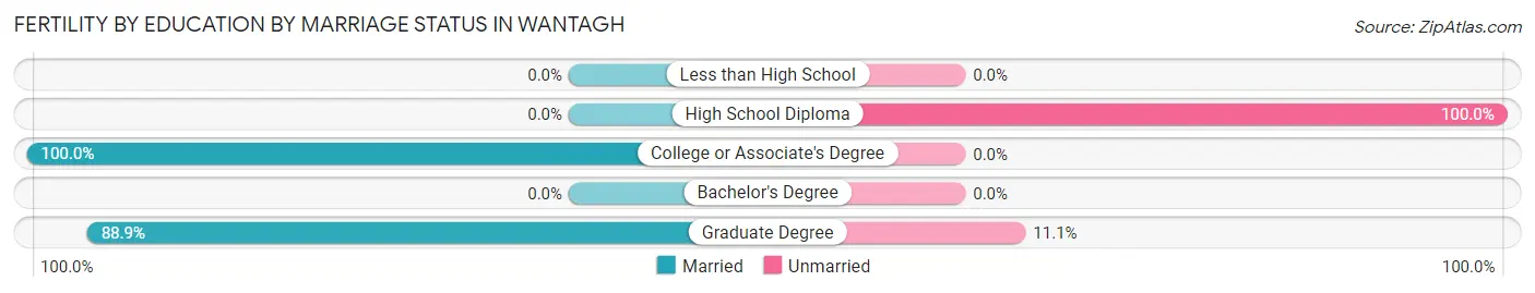Female Fertility by Education by Marriage Status in Wantagh