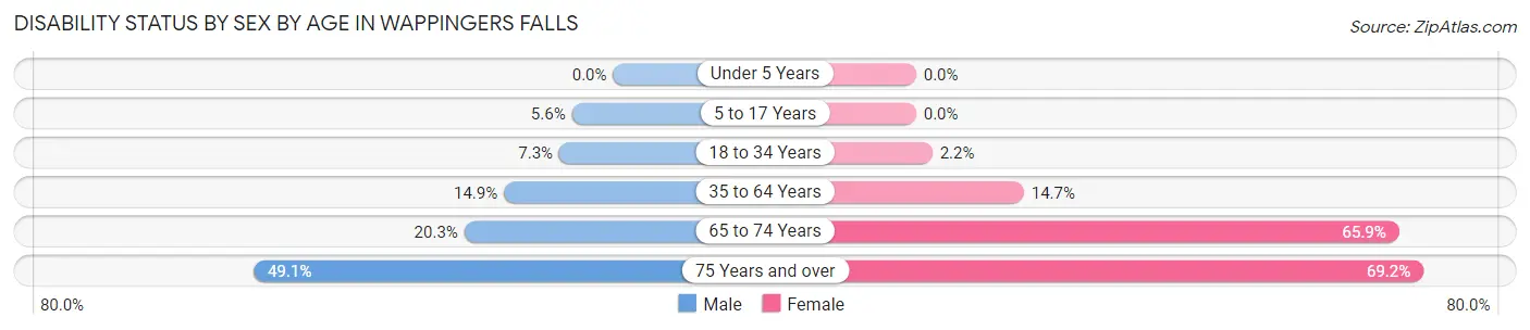 Disability Status by Sex by Age in Wappingers Falls