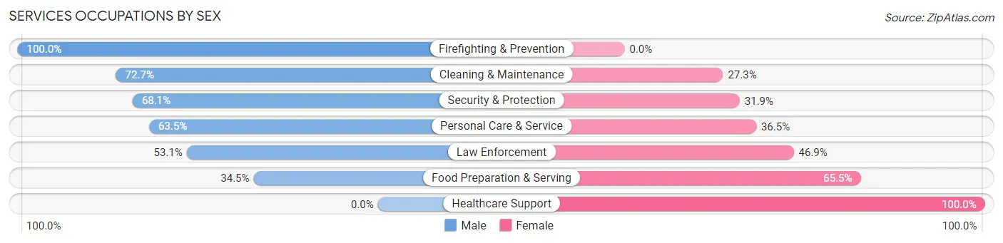 Services Occupations by Sex in Wappingers Falls