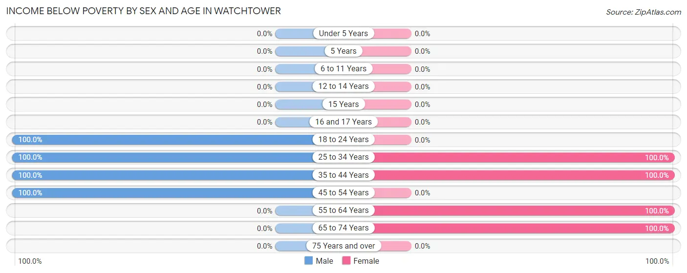 Income Below Poverty by Sex and Age in Watchtower