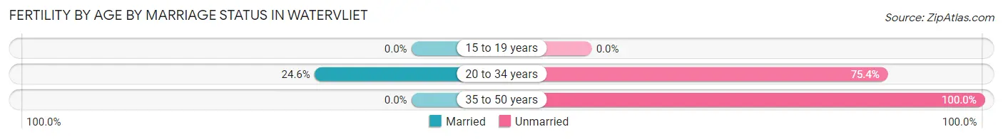Female Fertility by Age by Marriage Status in Watervliet