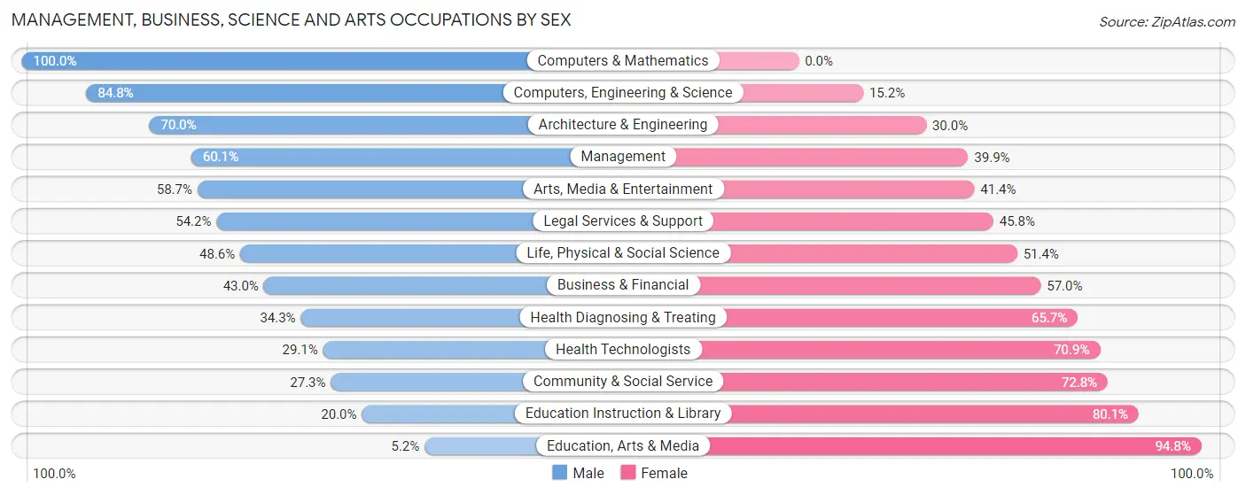 Management, Business, Science and Arts Occupations by Sex in West Hempstead