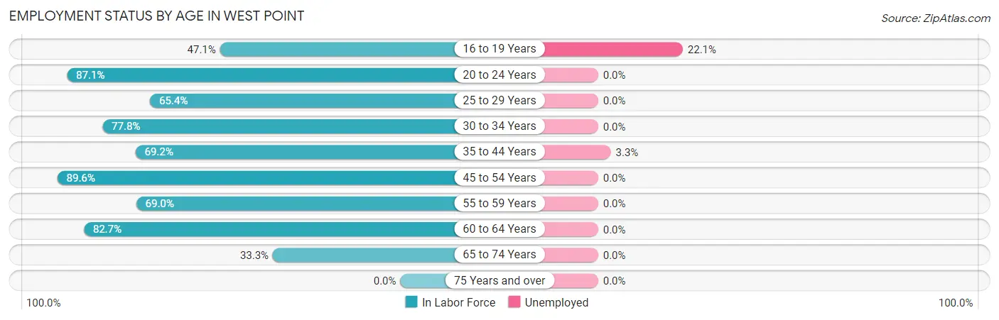 Employment Status by Age in West Point