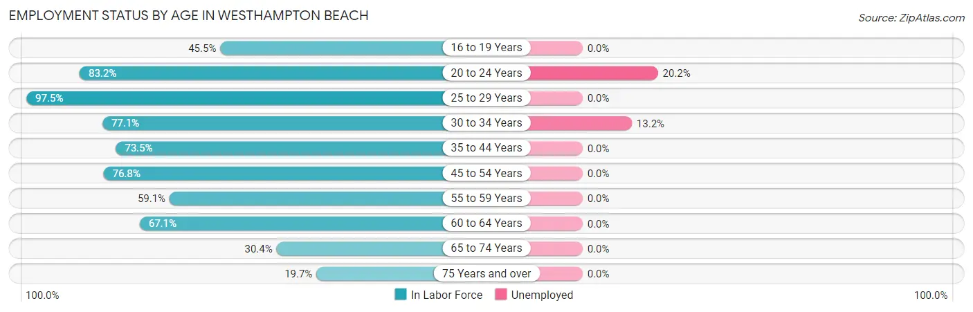 Employment Status by Age in Westhampton Beach