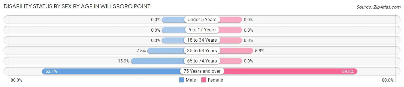 Disability Status by Sex by Age in Willsboro Point