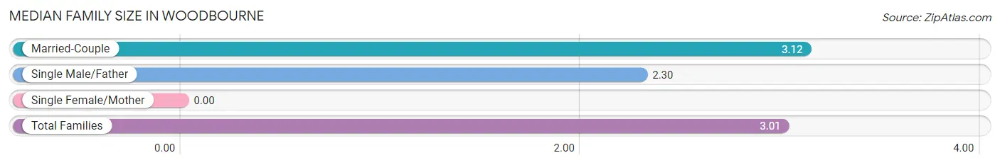 Median Family Size in Woodbourne