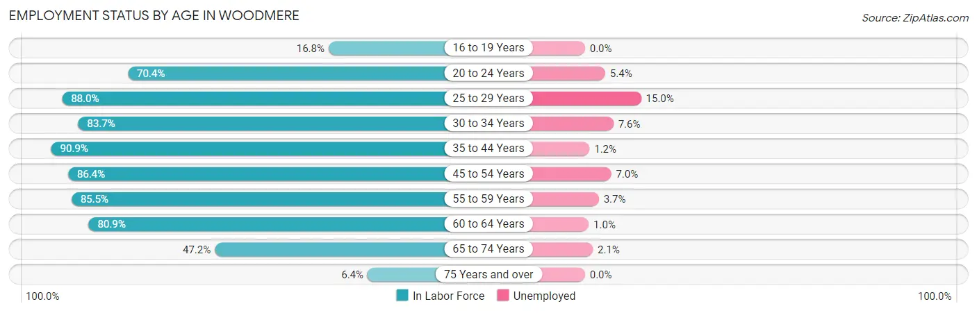 Employment Status by Age in Woodmere