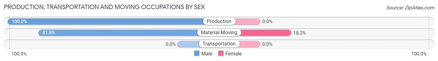 Production, Transportation and Moving Occupations by Sex in Worcester