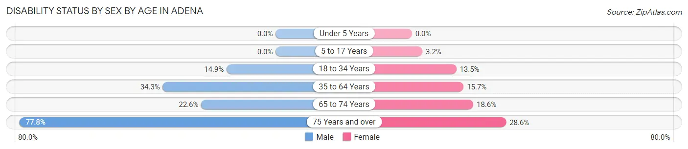 Disability Status by Sex by Age in Adena