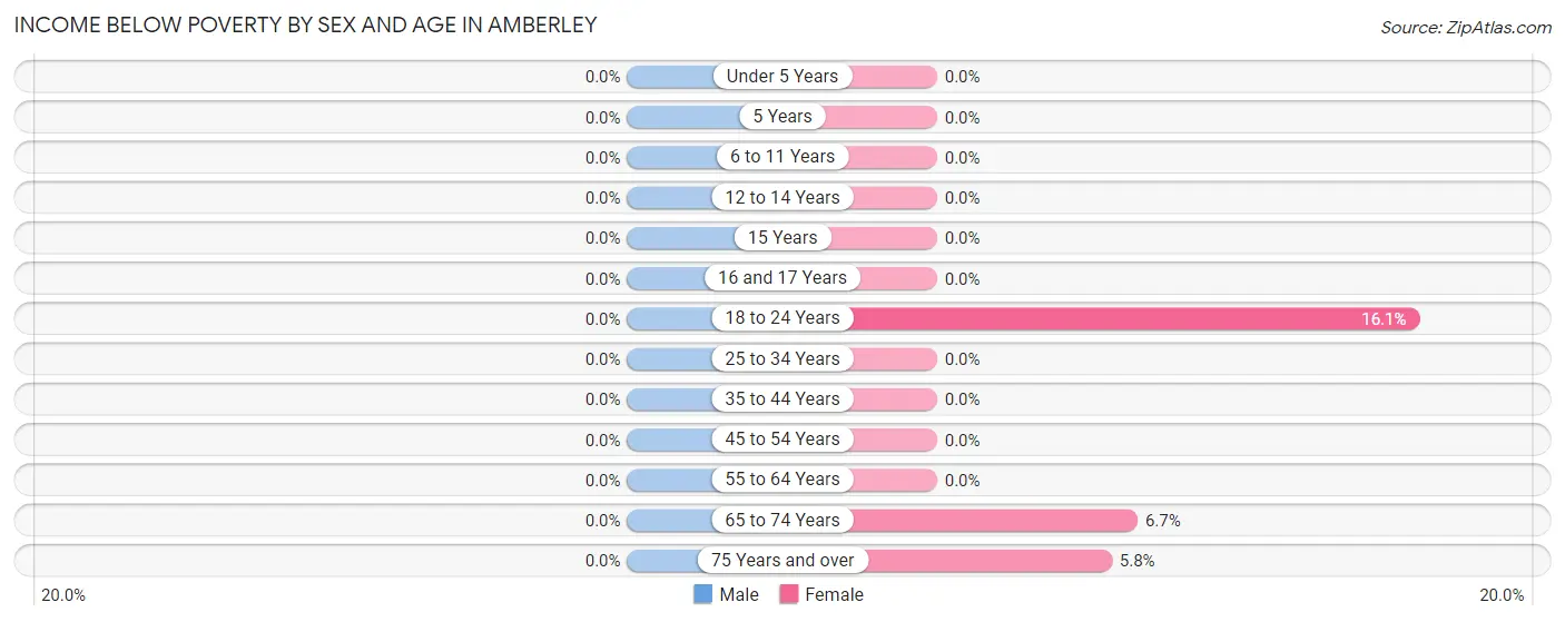 Income Below Poverty by Sex and Age in Amberley