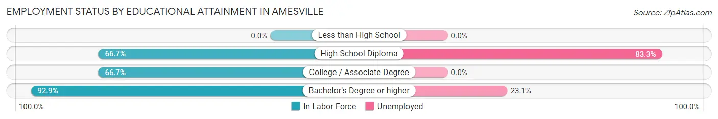 Employment Status by Educational Attainment in Amesville