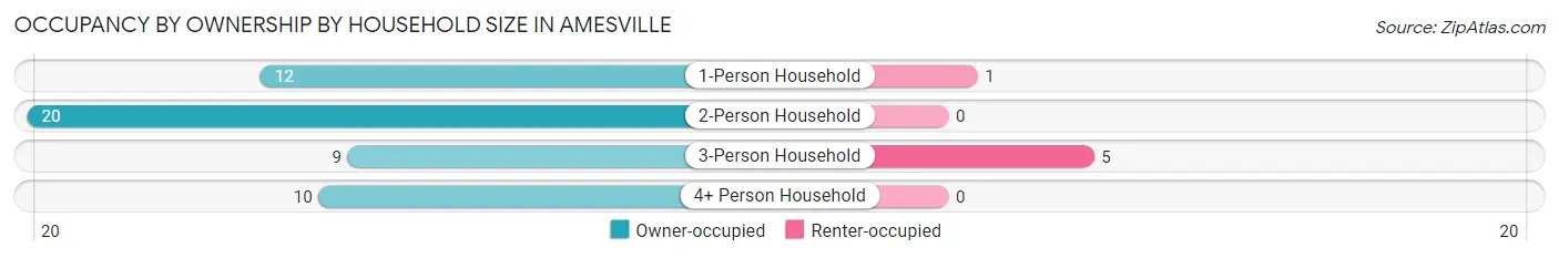 Occupancy by Ownership by Household Size in Amesville