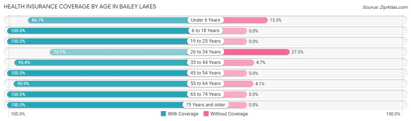 Health Insurance Coverage by Age in Bailey Lakes