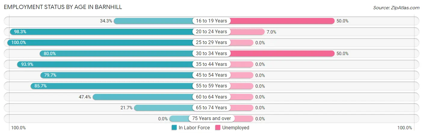 Employment Status by Age in Barnhill