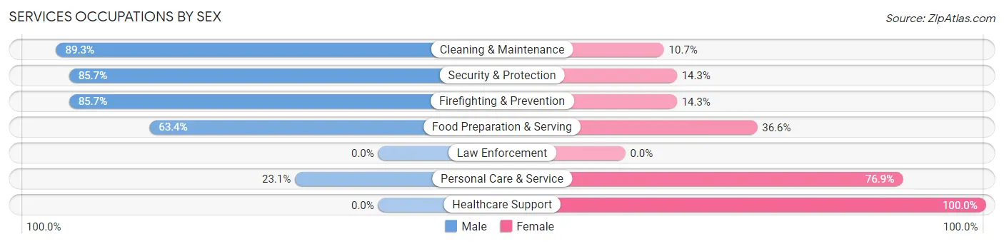 Services Occupations by Sex in Bay View