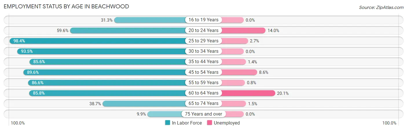 Employment Status by Age in Beachwood