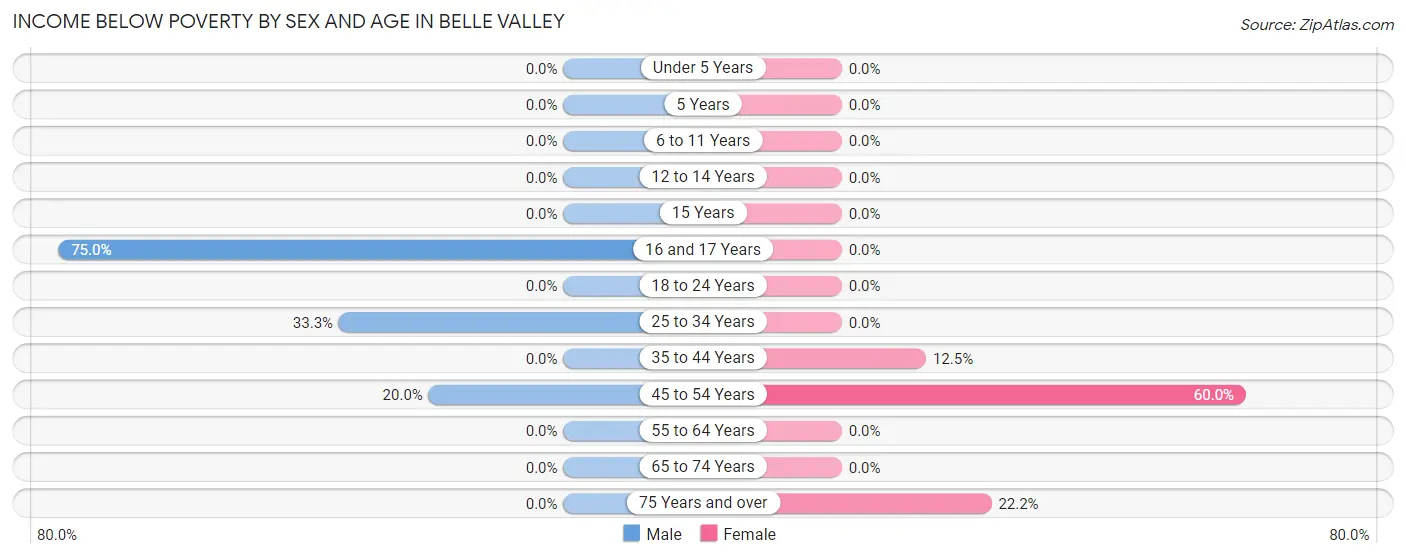 Income Below Poverty by Sex and Age in Belle Valley