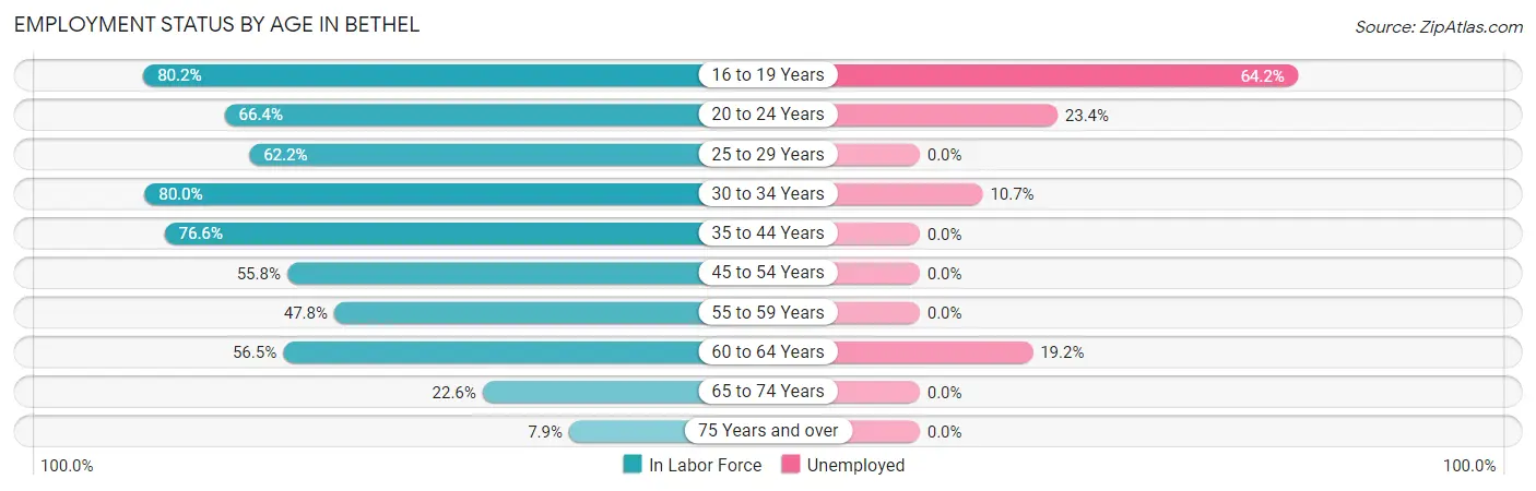 Employment Status by Age in Bethel