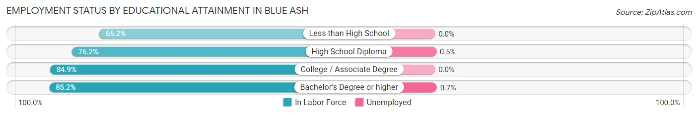 Employment Status by Educational Attainment in Blue Ash