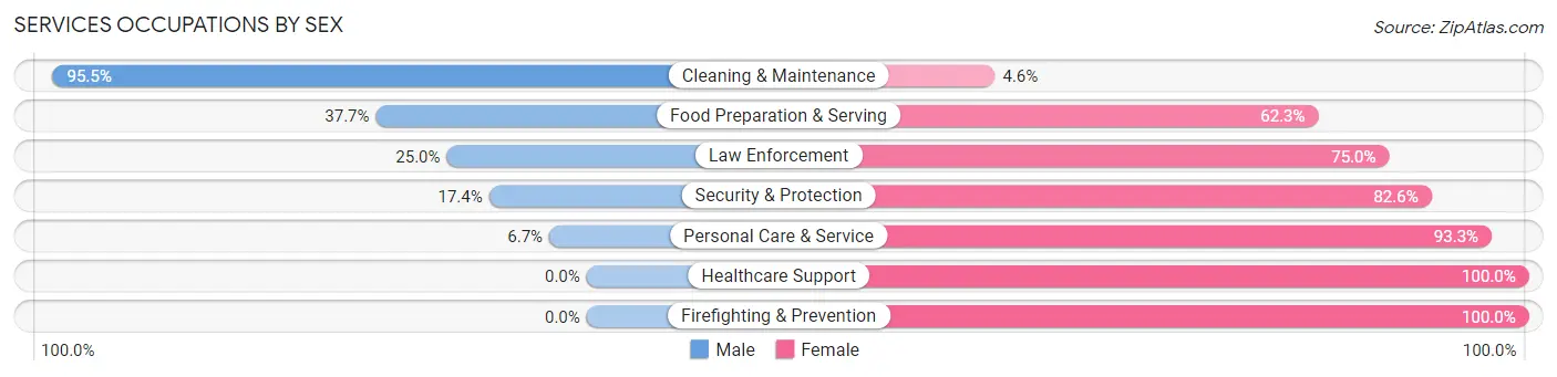Services Occupations by Sex in Blue Ash