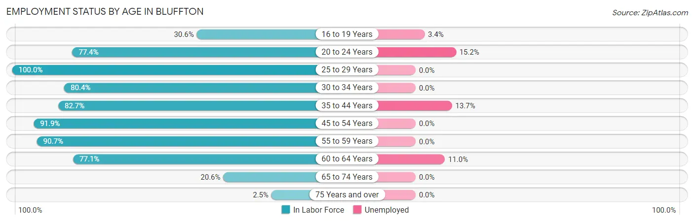 Employment Status by Age in Bluffton
