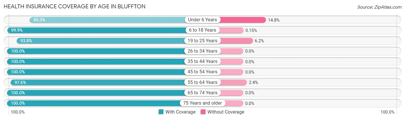 Health Insurance Coverage by Age in Bluffton