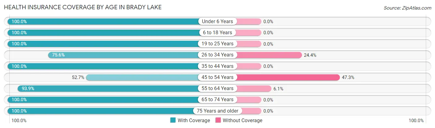 Health Insurance Coverage by Age in Brady Lake