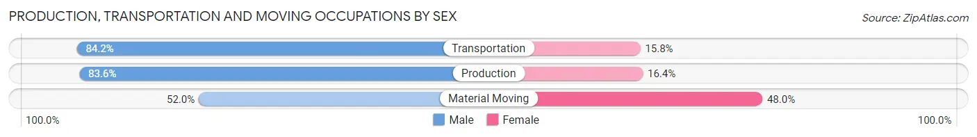 Production, Transportation and Moving Occupations by Sex in Bridgetown