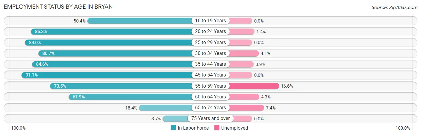 Employment Status by Age in Bryan