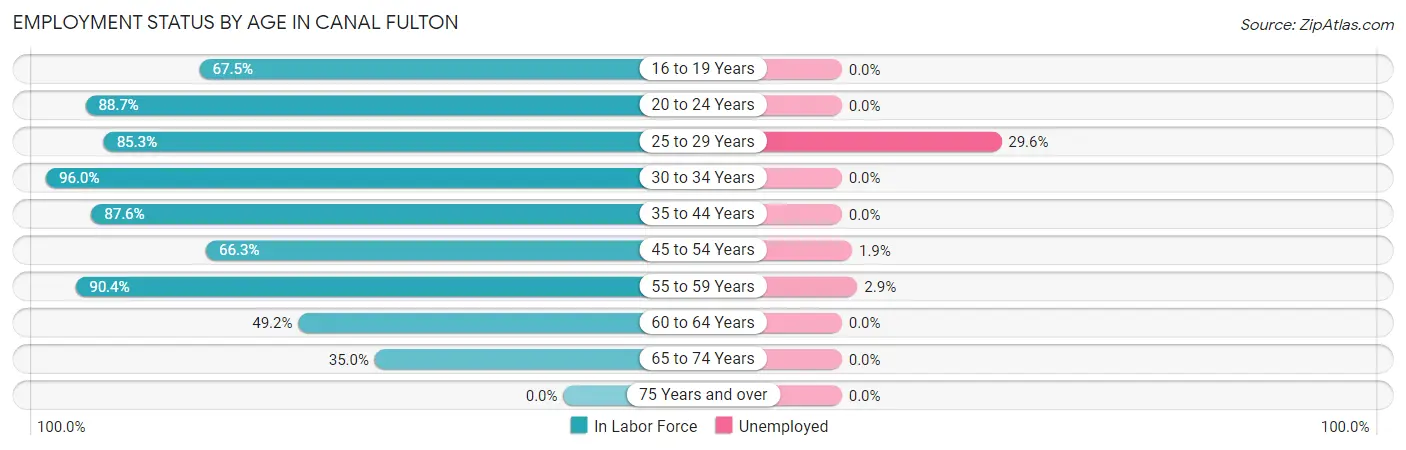 Employment Status by Age in Canal Fulton