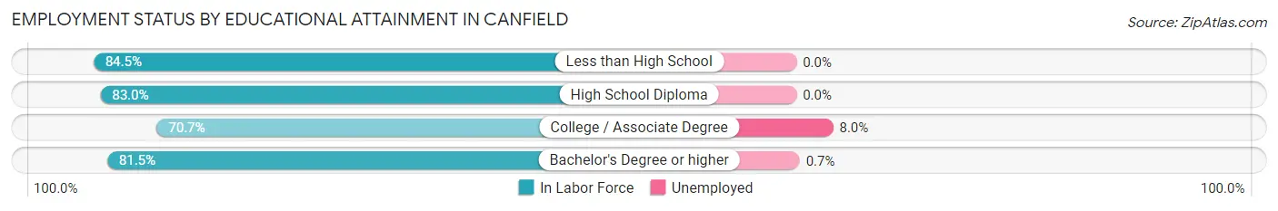 Employment Status by Educational Attainment in Canfield
