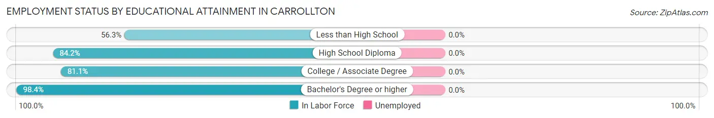 Employment Status by Educational Attainment in Carrollton
