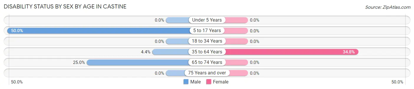 Disability Status by Sex by Age in Castine