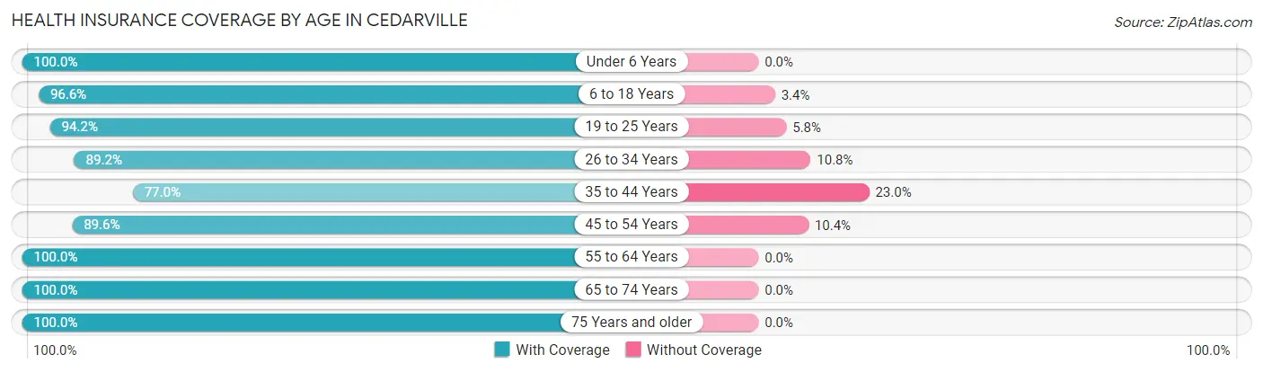 Health Insurance Coverage by Age in Cedarville