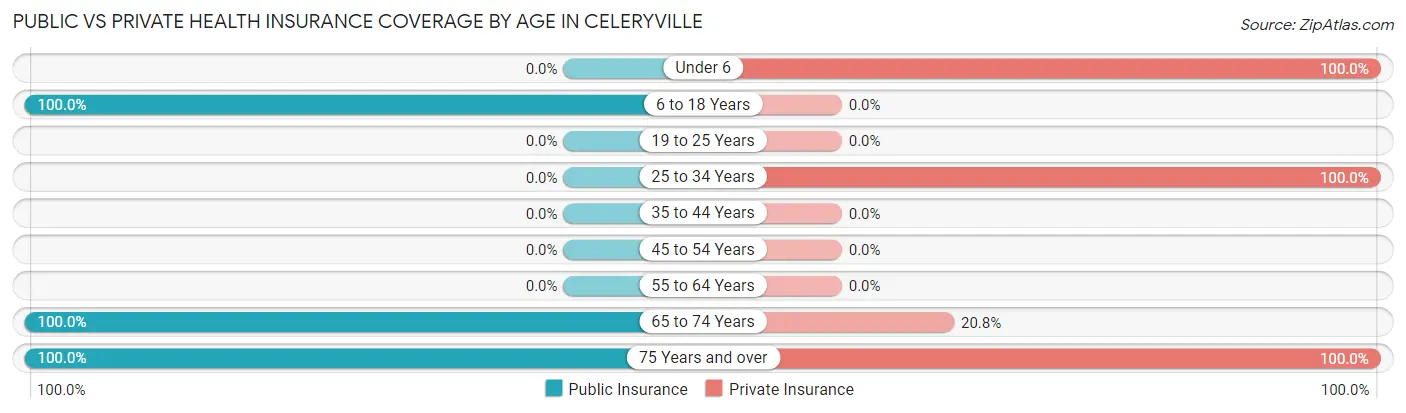Public vs Private Health Insurance Coverage by Age in Celeryville