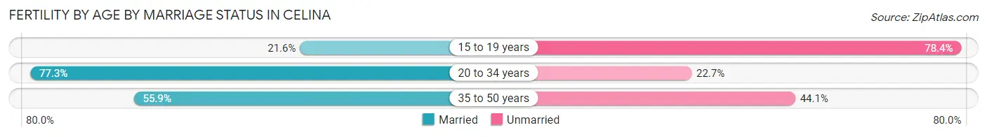 Female Fertility by Age by Marriage Status in Celina